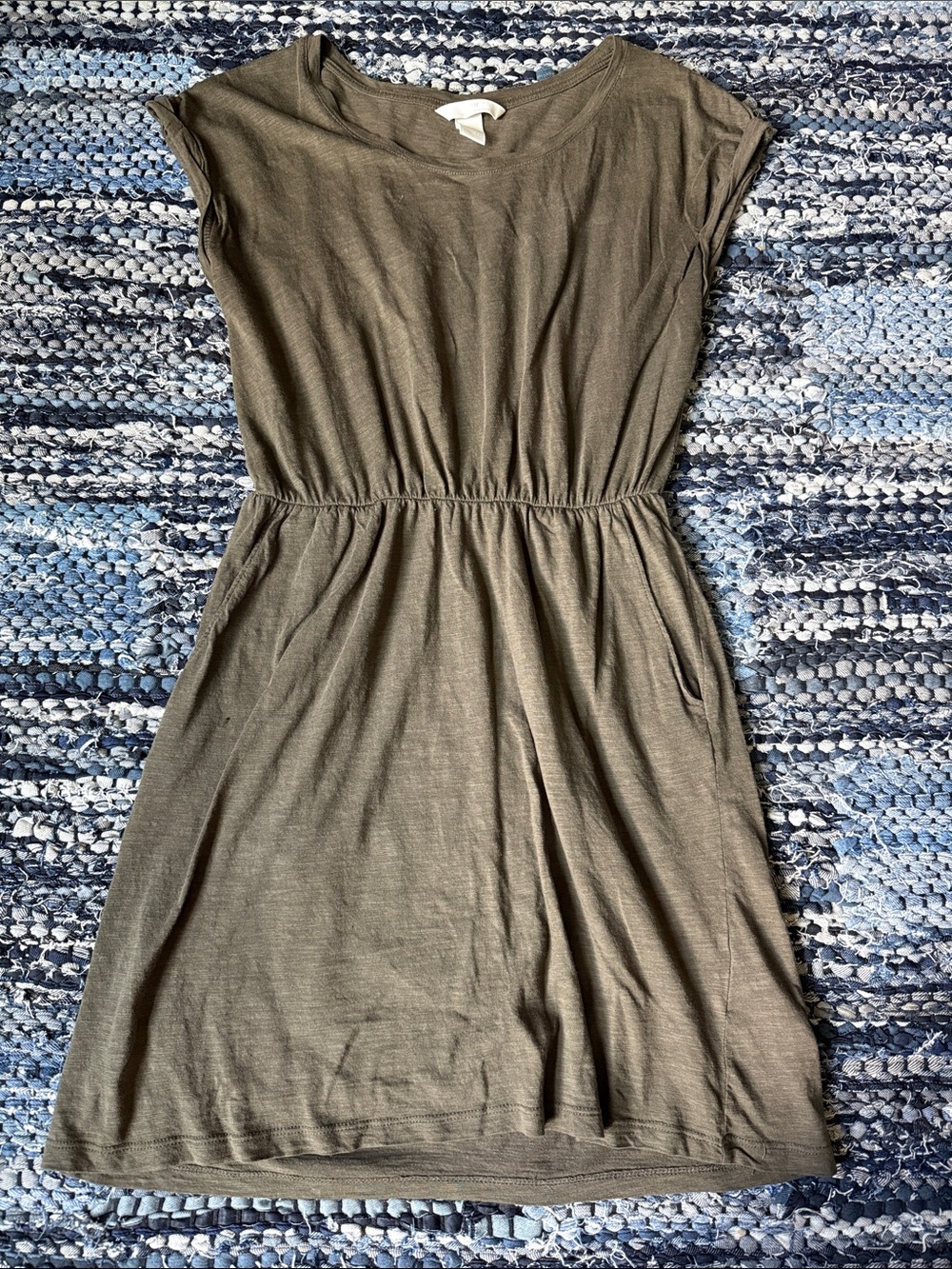 BOGO H&M Olive Green Mini Dress with Elastic Waist and Pockets